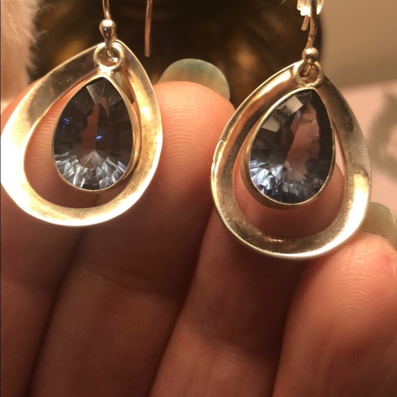 Sterling Silver Blue Quartz .925 earrings - Picture 5 of 7